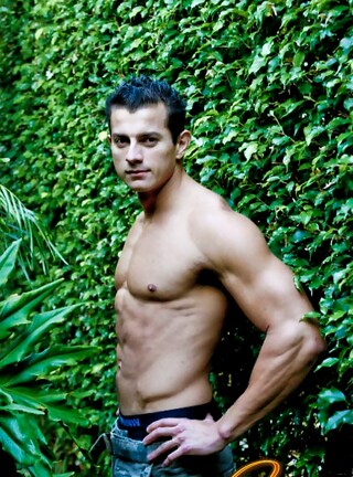 Hot muscle athlete Josh Curtis outdoor